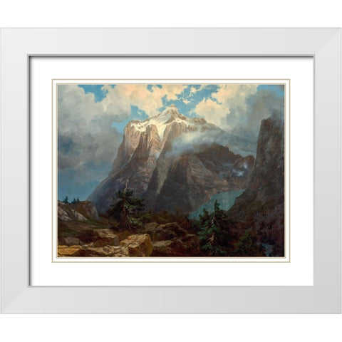 Mount Brewer from Kings River Canyon, California White Modern Wood Framed Art Print with Double Matting by Bierstadt, Albert