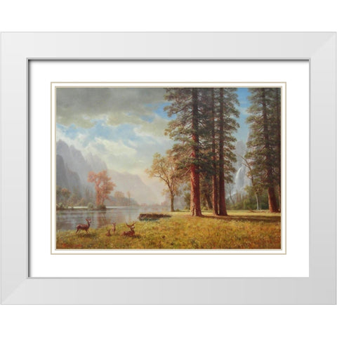 The Hetch Hetchy Valley, California White Modern Wood Framed Art Print with Double Matting by Bierstadt, Albert