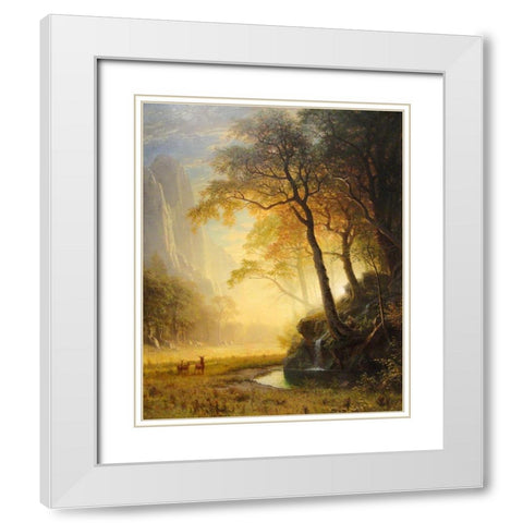 Hetch Hetchy Canyon White Modern Wood Framed Art Print with Double Matting by Bierstadt, Albert