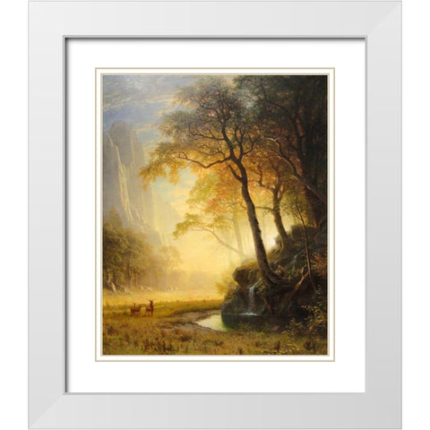 Hetch Hetchy Canyon White Modern Wood Framed Art Print with Double Matting by Bierstadt, Albert