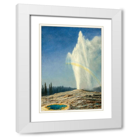 Old Faithful White Modern Wood Framed Art Print with Double Matting by Bierstadt, Albert
