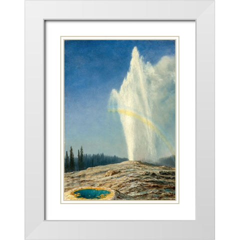 Old Faithful White Modern Wood Framed Art Print with Double Matting by Bierstadt, Albert