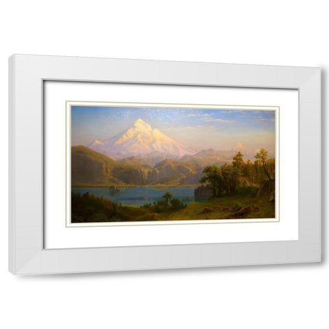 Mount Hood White Modern Wood Framed Art Print with Double Matting by Bierstadt, Albert