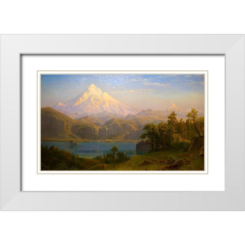 Mount Hood White Modern Wood Framed Art Print with Double Matting by Bierstadt, Albert