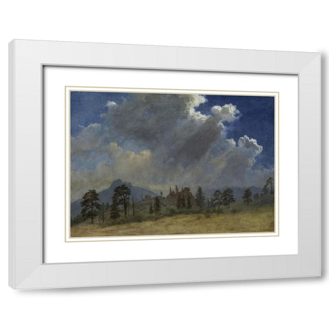 Fir Trees and Storm Clouds White Modern Wood Framed Art Print with Double Matting by Bierstadt, Albert