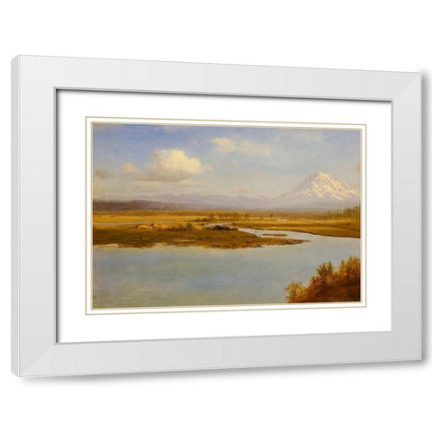 Mt. Hood, Oregon White Modern Wood Framed Art Print with Double Matting by Bierstadt, Albert