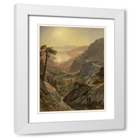 View of Donner Lake White Modern Wood Framed Art Print with Double Matting by Bierstadt, Albert