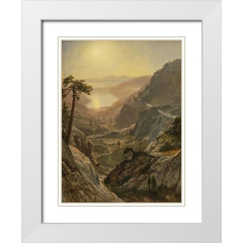 View of Donner Lake White Modern Wood Framed Art Print with Double Matting by Bierstadt, Albert