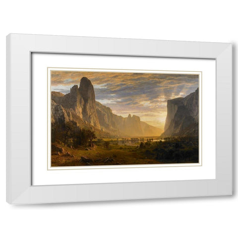 Looking Down Yosemite Valley White Modern Wood Framed Art Print with Double Matting by Bierstadt, Albert