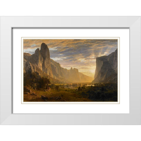 Looking Down Yosemite Valley White Modern Wood Framed Art Print with Double Matting by Bierstadt, Albert