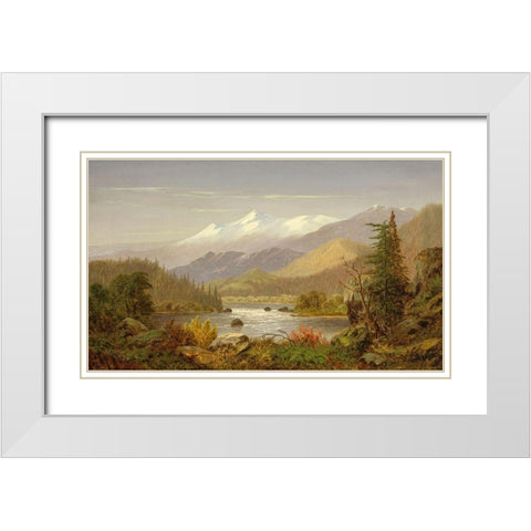 Mt. Shasta and the Sacramento River White Modern Wood Framed Art Print with Double Matting by Butman, Frederick A