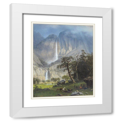 Yosemite Falls White Modern Wood Framed Art Print with Double Matting by Bierstadt, Albert