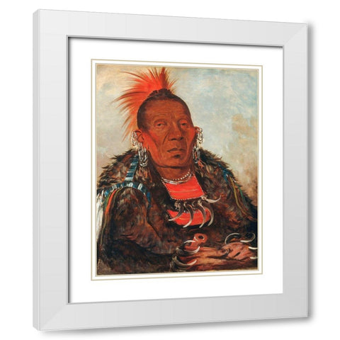 Wah ro nee sah, The Surrounder, Chief of the Tribe White Modern Wood Framed Art Print with Double Matting by Catlin, George