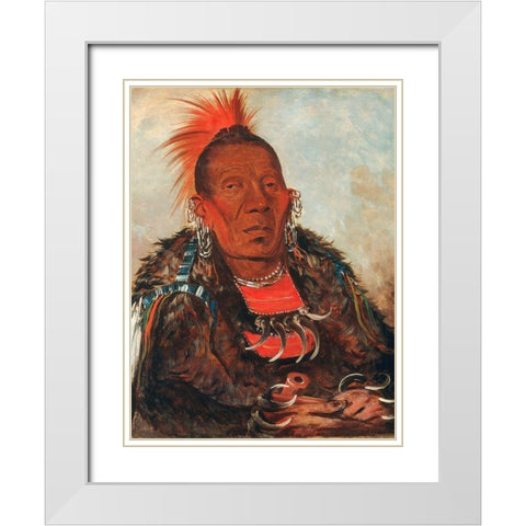 Wah ro nee sah, The Surrounder, Chief of the Tribe White Modern Wood Framed Art Print with Double Matting by Catlin, George