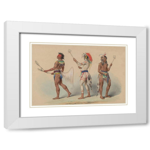 Ball Players, 1844 White Modern Wood Framed Art Print with Double Matting by Catlin, George