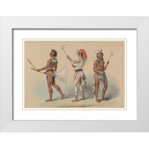 Ball Players, 1844 White Modern Wood Framed Art Print with Double Matting by Catlin, George