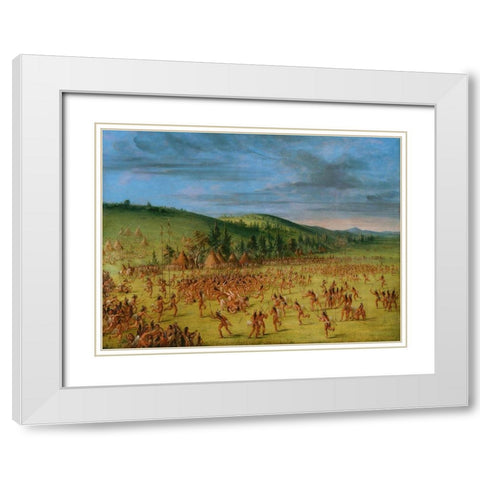 Ball play of the Choctaw Ball Up White Modern Wood Framed Art Print with Double Matting by Catlin, George