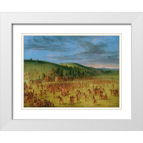 Ball play of the Choctaw Ball Up White Modern Wood Framed Art Print with Double Matting by Catlin, George