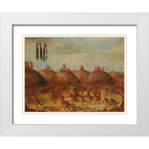 The Last Race, Mandan O kee pa Ceremony White Modern Wood Framed Art Print with Double Matting by Catlin, George