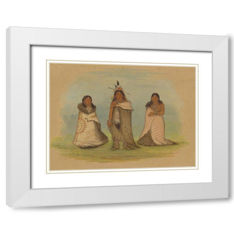 Puncah Indians, 1861 White Modern Wood Framed Art Print with Double Matting by Catlin, George