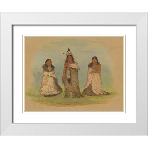 Puncah Indians, 1861 White Modern Wood Framed Art Print with Double Matting by Catlin, George