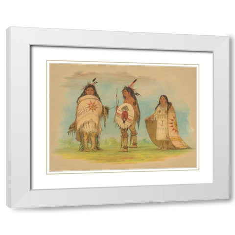 Three Riccarree Indians, 1861 White Modern Wood Framed Art Print with Double Matting by Catlin, George