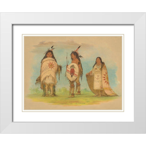 Three Riccarree Indians, 1861 White Modern Wood Framed Art Print with Double Matting by Catlin, George