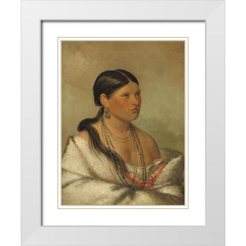 The Female Eagle - Shawano White Modern Wood Framed Art Print with Double Matting by Catlin, George