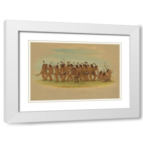 Dog Dance - Sioux, 1861 White Modern Wood Framed Art Print with Double Matting by Catlin, George