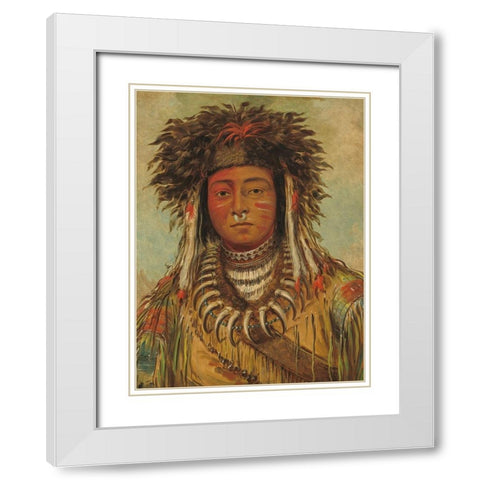 Boy Chief - Ojibbeway White Modern Wood Framed Art Print with Double Matting by Catlin, George