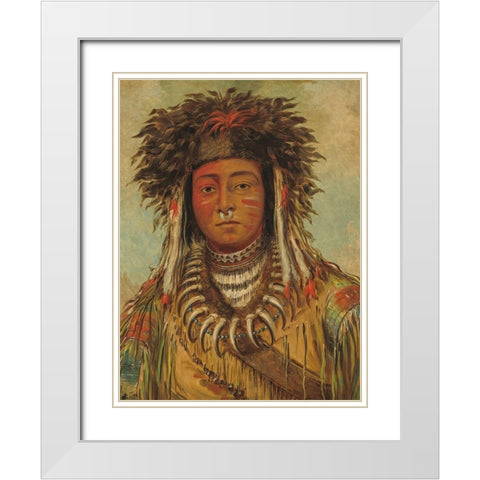 Boy Chief - Ojibbeway White Modern Wood Framed Art Print with Double Matting by Catlin, George