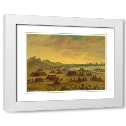 An Apachee Village, 1855-1869 White Modern Wood Framed Art Print with Double Matting by Catlin, George