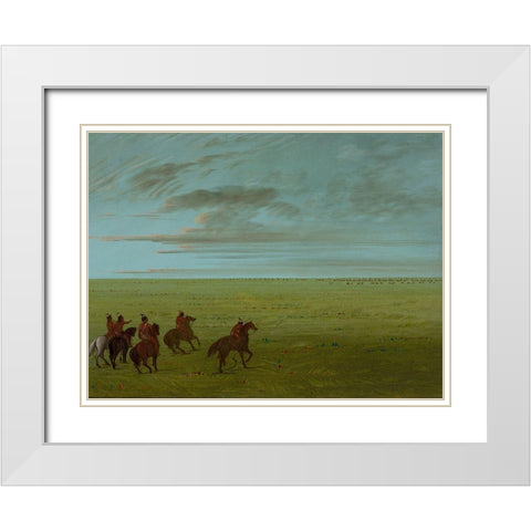 Connibos Starting for Wild Horses White Modern Wood Framed Art Print with Double Matting by Catlin, George