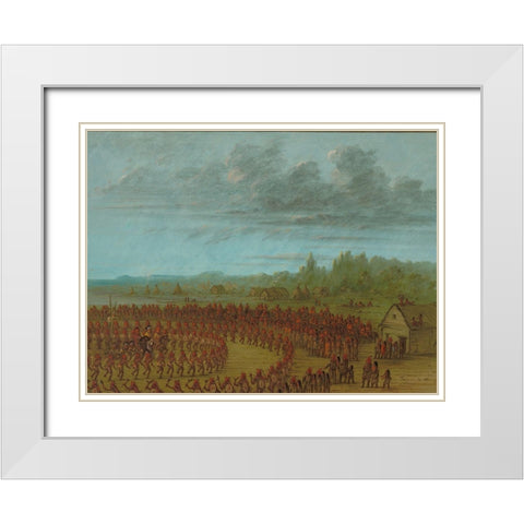 War Dance of the Saukies White Modern Wood Framed Art Print with Double Matting by Catlin, George