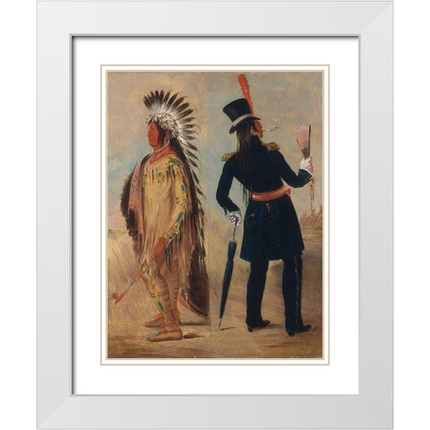 Wi jun jon, Pigeons Egg Head (The Light) Going To and Returning From Washington White Modern Wood Framed Art Print with Double Matting by Catlin, George