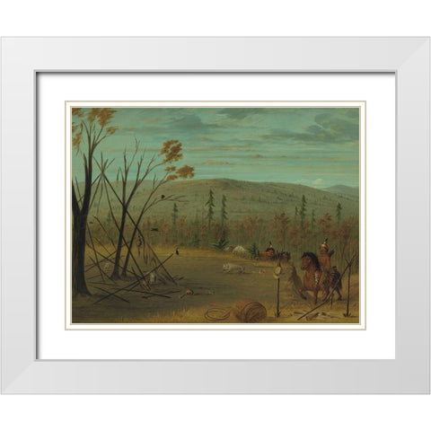 The Cheyenne Brothers Returning from Their Fall Hunt White Modern Wood Framed Art Print with Double Matting by Catlin, George
