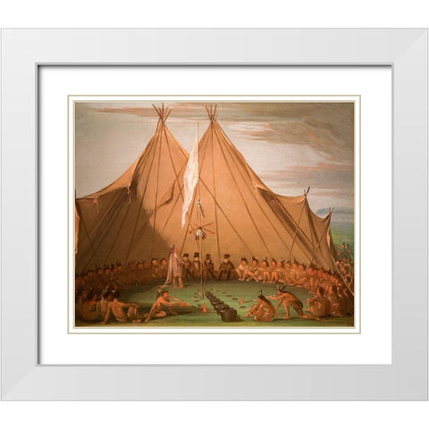 Sioux Dog Feast White Modern Wood Framed Art Print with Double Matting by Catlin, George