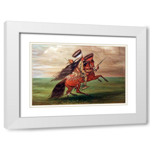 Crow Indian He Who Jumps Over All White Modern Wood Framed Art Print with Double Matting by Catlin, George