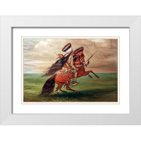 Crow Indian He Who Jumps Over All White Modern Wood Framed Art Print with Double Matting by Catlin, George
