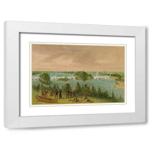Father Hennepin and Companions at the Falls of St. Anthony White Modern Wood Framed Art Print with Double Matting by Catlin, George