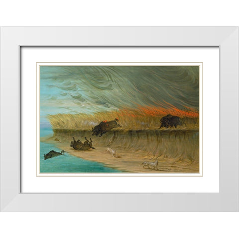 Prairie Meadows Burning White Modern Wood Framed Art Print with Double Matting by Catlin, George