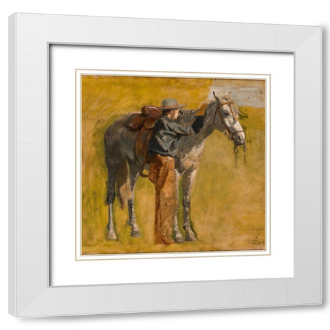 Study for Cowboys in the Badlands White Modern Wood Framed Art Print with Double Matting by Eakins, Thomas