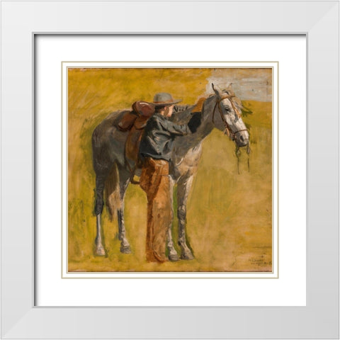 Study for Cowboys in the Badlands White Modern Wood Framed Art Print with Double Matting by Eakins, Thomas