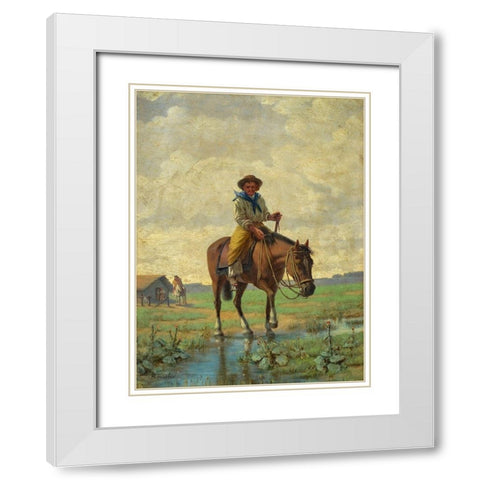A cowboy White Modern Wood Framed Art Print with Double Matting by Bouchet, Jose