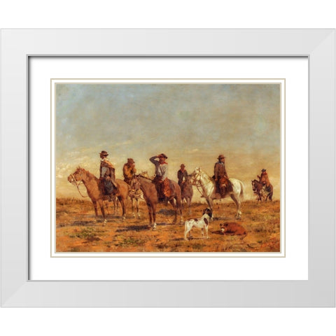 Cowboys White Modern Wood Framed Art Print with Double Matting by Valle, Angel della