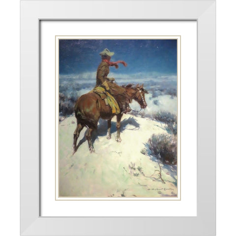 The Lonely Vigil White Modern Wood Framed Art Print with Double Matting by Dunton, William Herbert