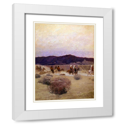 Moving Camp White Modern Wood Framed Art Print with Double Matting by Wyeth, N.C.
