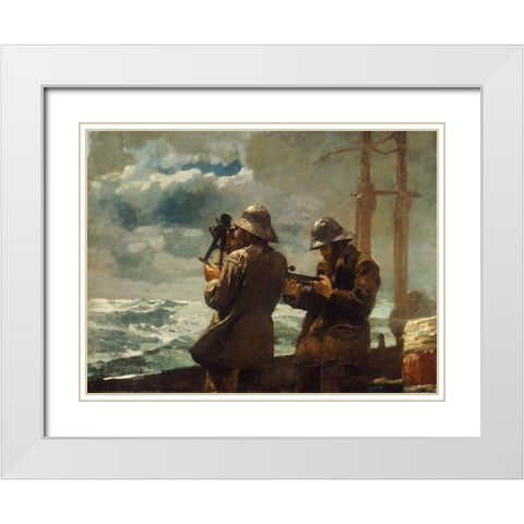 Eight Bells White Modern Wood Framed Art Print with Double Matting by Homer, Winslow