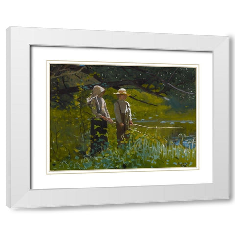 Fishing White Modern Wood Framed Art Print with Double Matting by Homer, Winslow