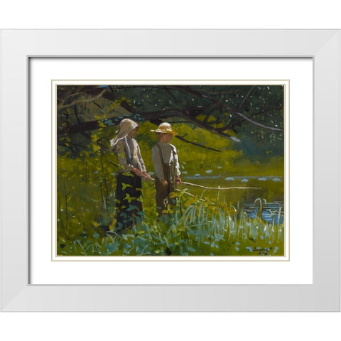 Fishing White Modern Wood Framed Art Print with Double Matting by Homer, Winslow